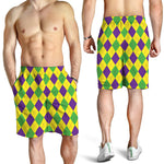 Mardi Gras Fat Tuesday Argyle Print Men's Shorts