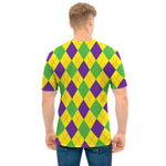 Mardi Gras Fat Tuesday Argyle Print Men's T-Shirt