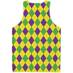 Mardi Gras Fat Tuesday Argyle Print Men's Tank Top