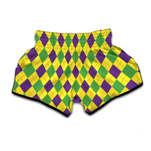 Mardi Gras Fat Tuesday Argyle Print Muay Thai Boxing Shorts