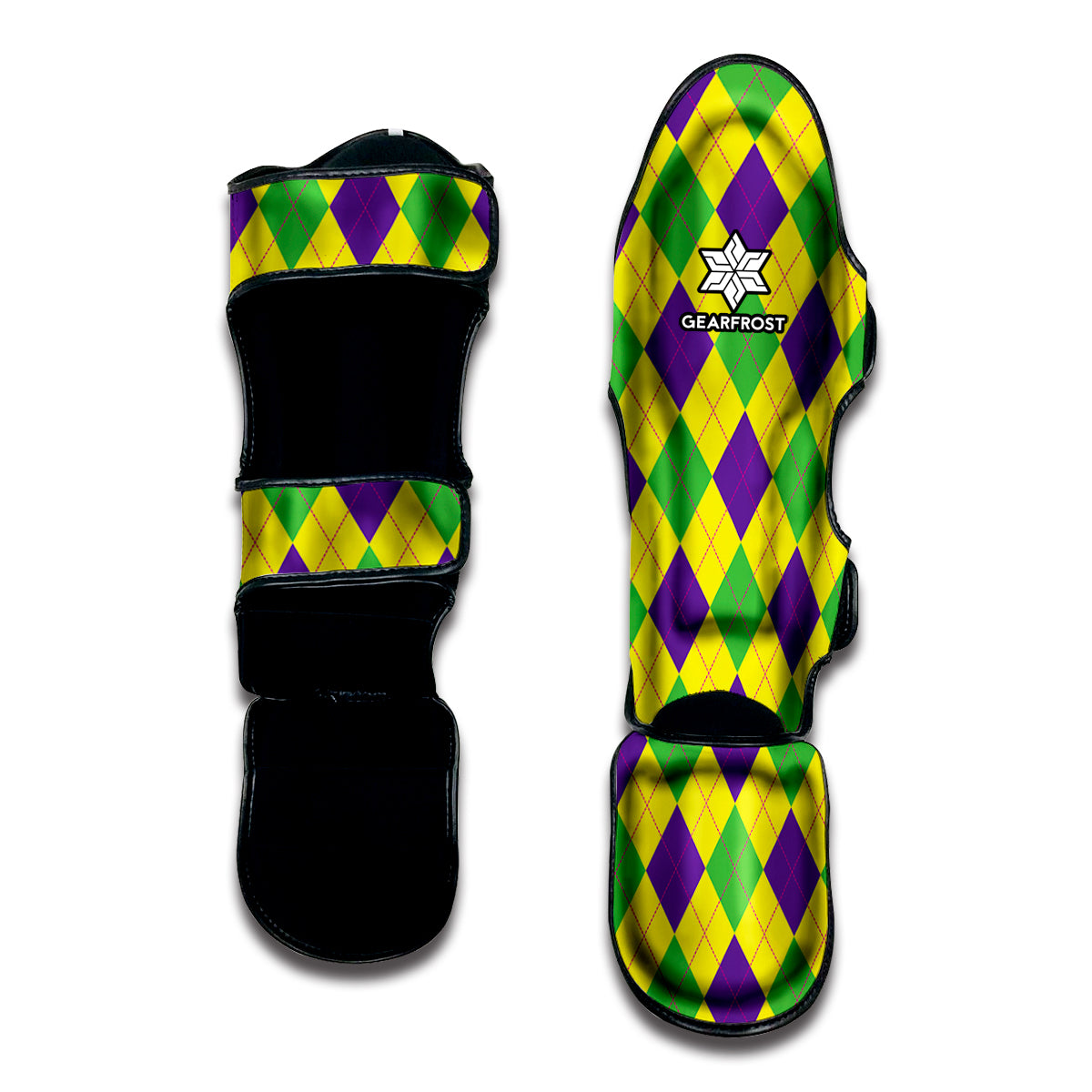 Mardi Gras Fat Tuesday Argyle Print Muay Thai Shin Guard