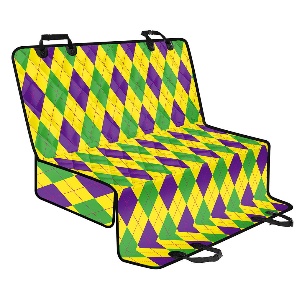 Mardi Gras Fat Tuesday Argyle Print Pet Car Back Seat Cover