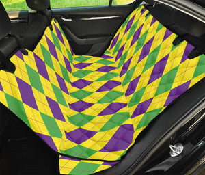 Mardi Gras Fat Tuesday Argyle Print Pet Car Back Seat Cover