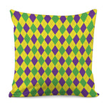 Mardi Gras Fat Tuesday Argyle Print Pillow Cover