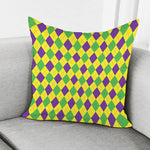 Mardi Gras Fat Tuesday Argyle Print Pillow Cover