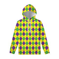 Mardi Gras Fat Tuesday Argyle Print Pullover Hoodie