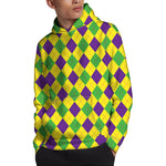 Mardi Gras Fat Tuesday Argyle Print Pullover Hoodie