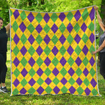 Mardi Gras Fat Tuesday Argyle Print Quilt