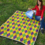 Mardi Gras Fat Tuesday Argyle Print Quilt
