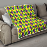 Mardi Gras Fat Tuesday Argyle Print Quilt