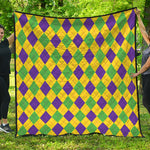 Mardi Gras Fat Tuesday Argyle Print Quilt