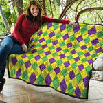 Mardi Gras Fat Tuesday Argyle Print Quilt
