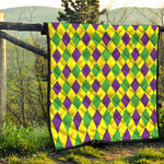 Mardi Gras Fat Tuesday Argyle Print Quilt