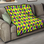 Mardi Gras Fat Tuesday Argyle Print Quilt