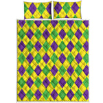 Mardi Gras Fat Tuesday Argyle Print Quilt Bed Set