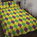 Mardi Gras Fat Tuesday Argyle Print Quilt Bed Set