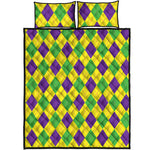 Mardi Gras Fat Tuesday Argyle Print Quilt Bed Set