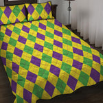 Mardi Gras Fat Tuesday Argyle Print Quilt Bed Set