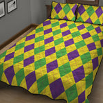 Mardi Gras Fat Tuesday Argyle Print Quilt Bed Set