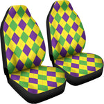 Mardi Gras Fat Tuesday Argyle Print Universal Fit Car Seat Covers