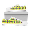 Mardi Gras Fat Tuesday Argyle Print White Low Top Sneakers