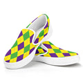 Mardi Gras Fat Tuesday Argyle Print White Slip On Sneakers