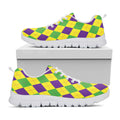 Mardi Gras Fat Tuesday Argyle Print White Running Shoes