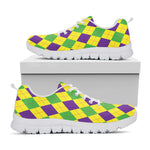Mardi Gras Fat Tuesday Argyle Print White Sneakers