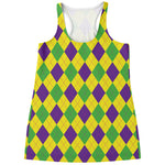 Mardi Gras Fat Tuesday Argyle Print Women's Racerback Tank Top