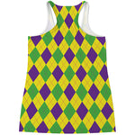 Mardi Gras Fat Tuesday Argyle Print Women's Racerback Tank Top