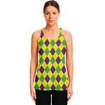 Mardi Gras Fat Tuesday Argyle Print Women's Racerback Tank Top