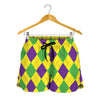 Mardi Gras Fat Tuesday Argyle Print Women's Shorts