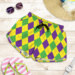 Mardi Gras Fat Tuesday Argyle Print Women's Shorts