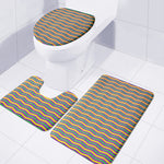 Mardi Gras Fat Tuesday Chevron Print 3 Piece Bath Mat Set