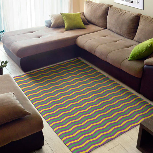 Mardi Gras Fat Tuesday Chevron Print Area Rug