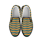 Mardi Gras Fat Tuesday Chevron Print Black Slip On Shoes