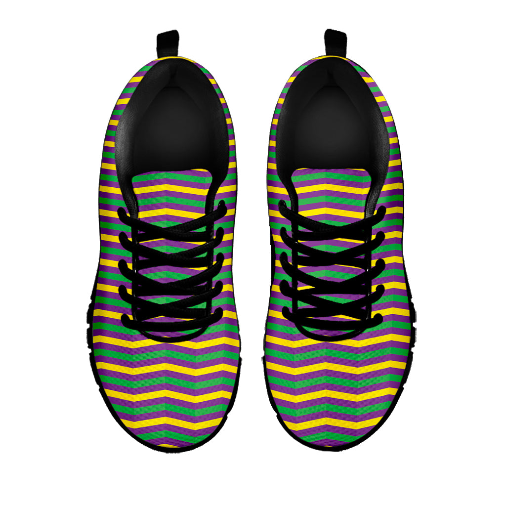 Mardi Gras Fat Tuesday Chevron Print Black Sneakers