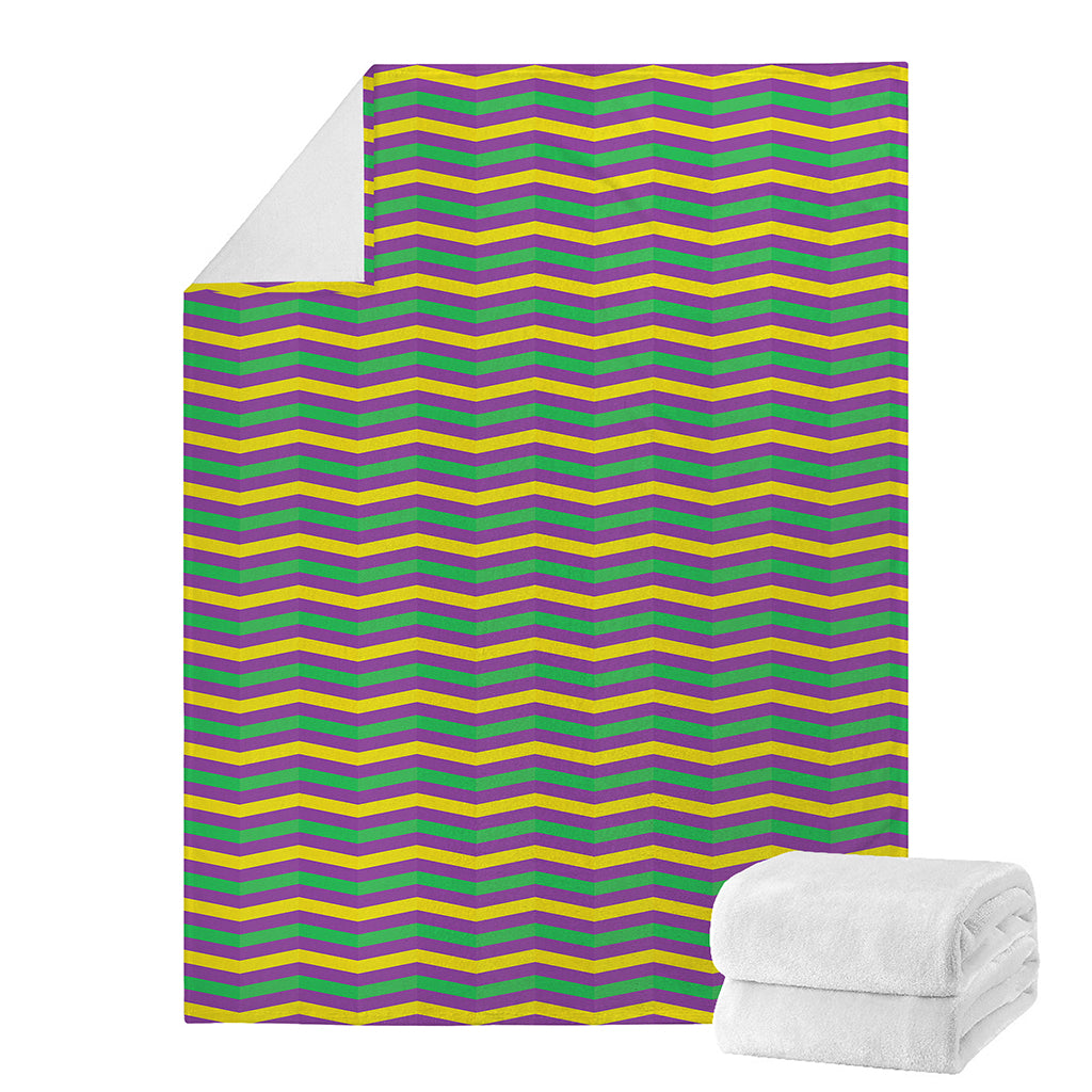 Mardi Gras Fat Tuesday Chevron Print Blanket