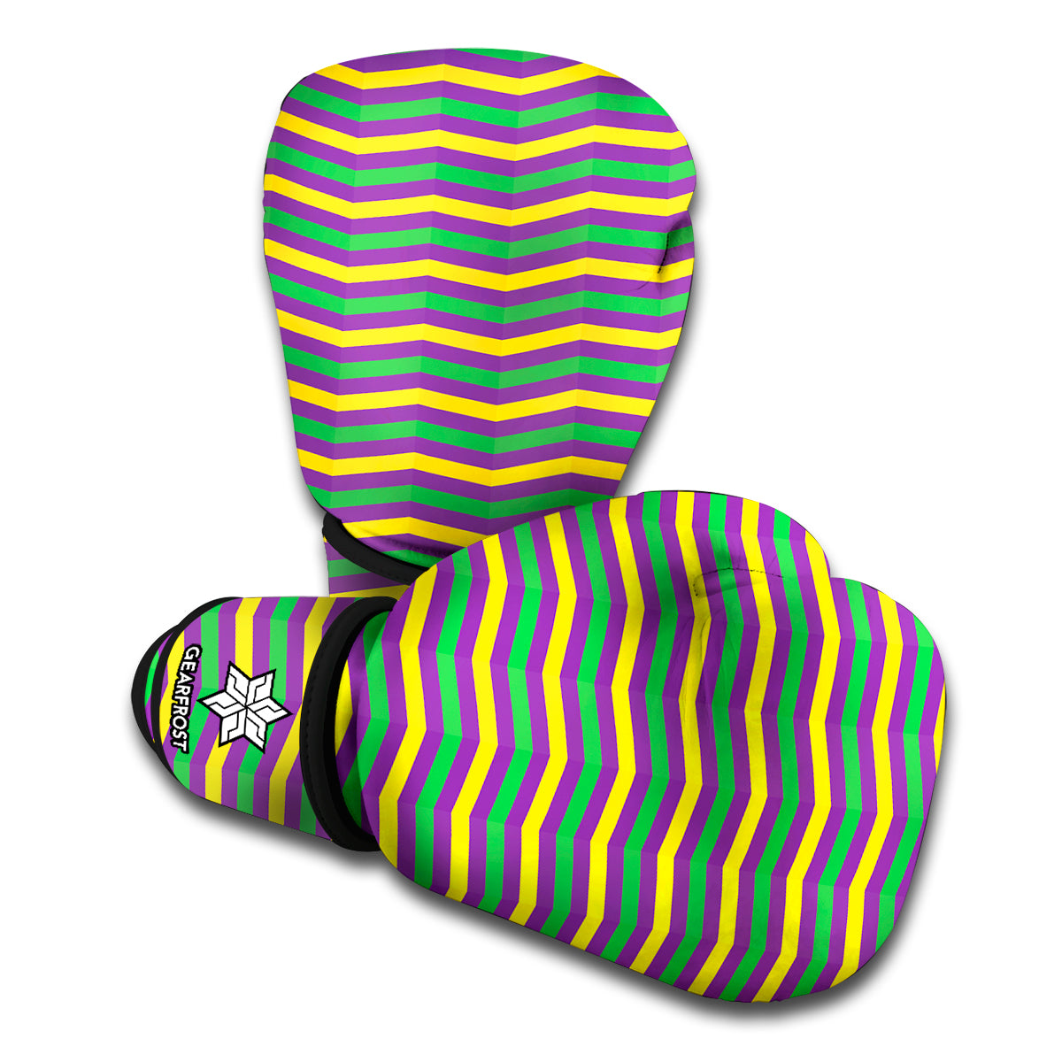 Mardi Gras Fat Tuesday Chevron Print Boxing Gloves