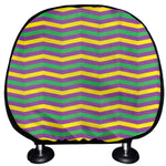 Mardi Gras Fat Tuesday Chevron Print Car Headrest Covers