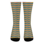 Mardi Gras Fat Tuesday Chevron Print Crew Socks