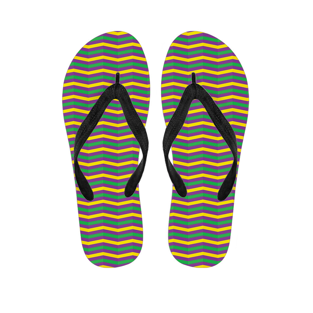 Mardi Gras Fat Tuesday Chevron Print Flip Flops