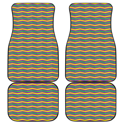Mardi Gras Fat Tuesday Chevron Print Front and Back Car Floor Mats