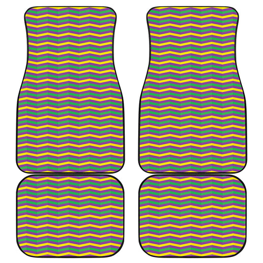 Mardi Gras Fat Tuesday Chevron Print Front and Back Car Floor Mats