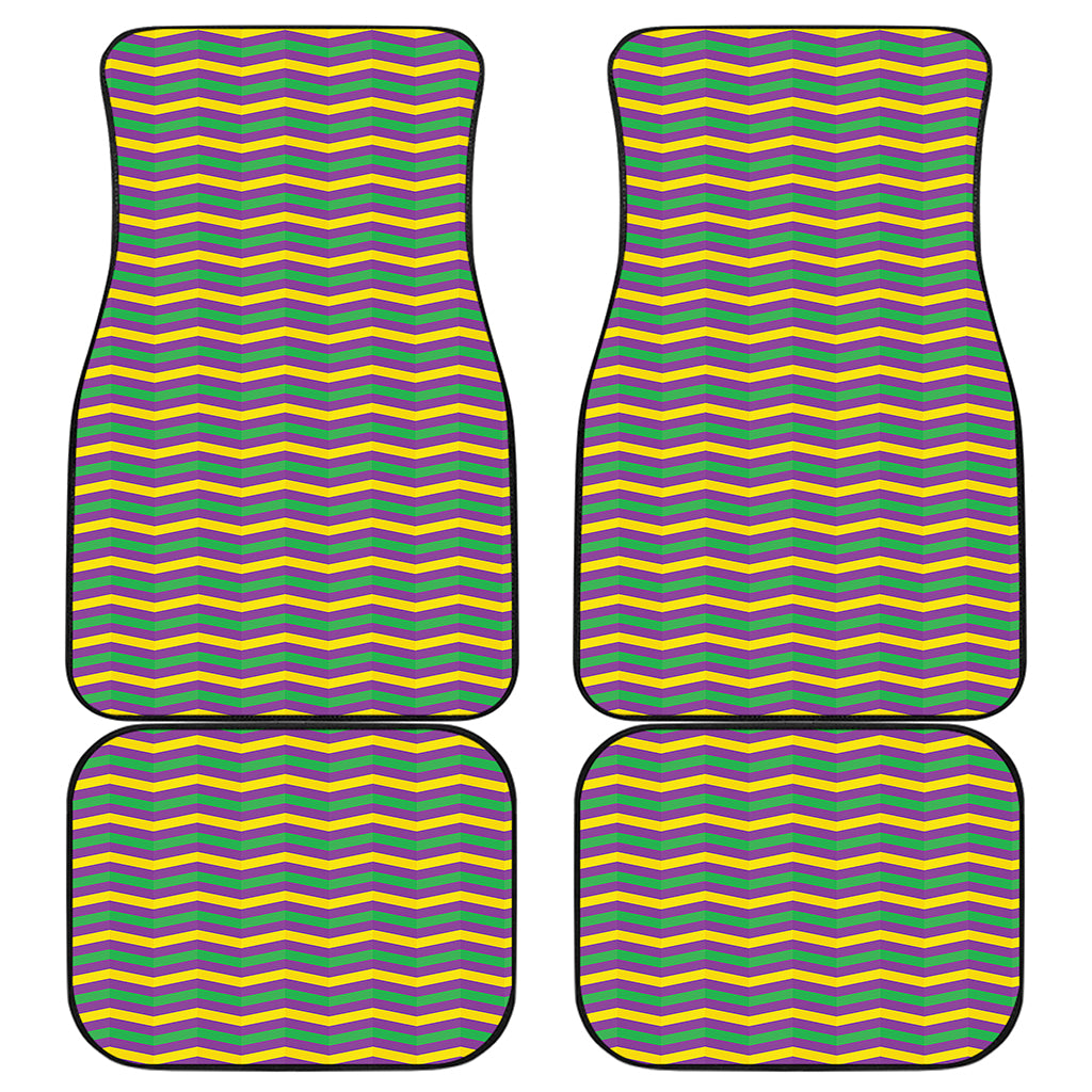 Mardi Gras Fat Tuesday Chevron Print Front and Back Car Floor Mats