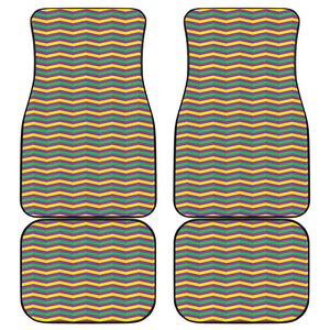 Mardi Gras Fat Tuesday Chevron Print Front and Back Car Floor Mats