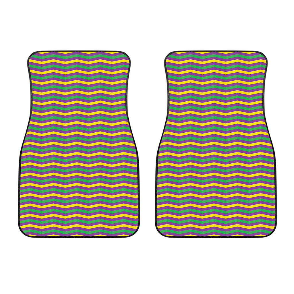 Mardi Gras Fat Tuesday Chevron Print Front Car Floor Mats