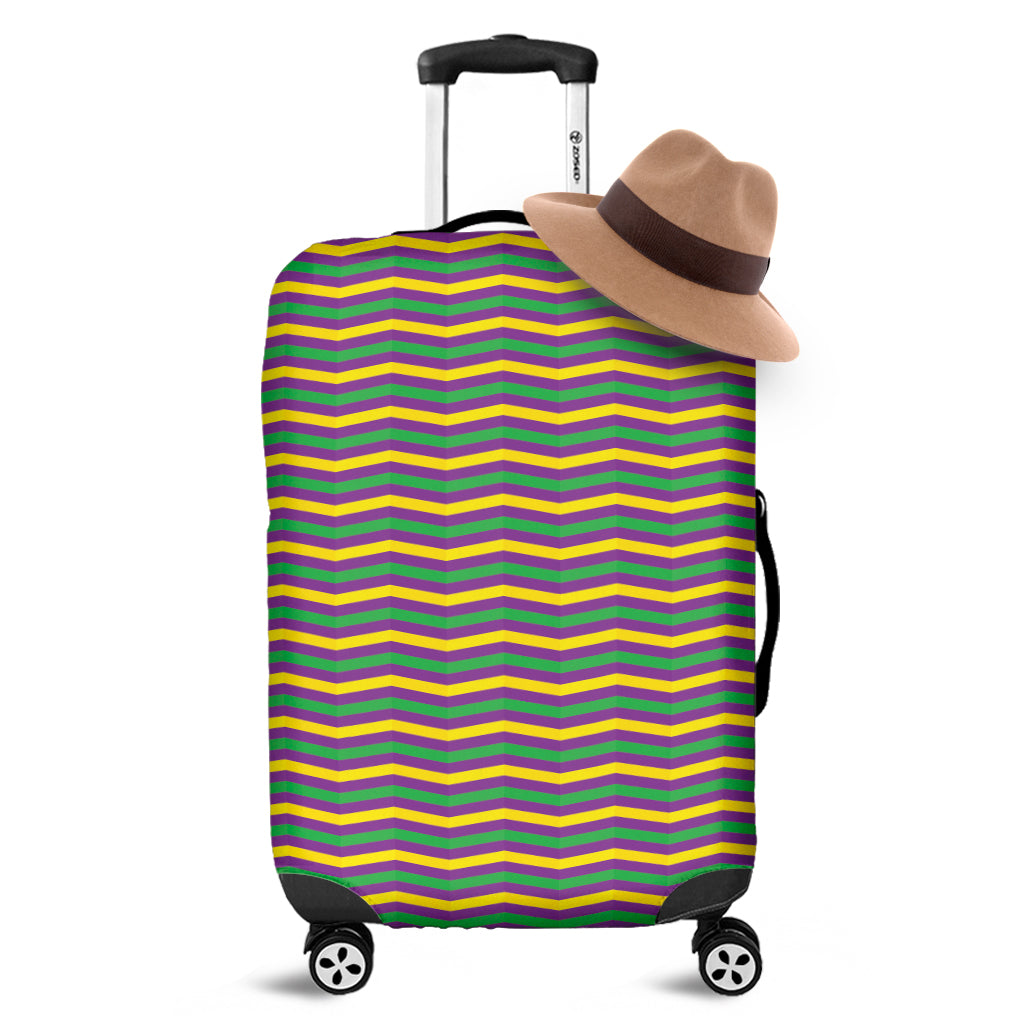 Mardi Gras Fat Tuesday Chevron Print Luggage Cover