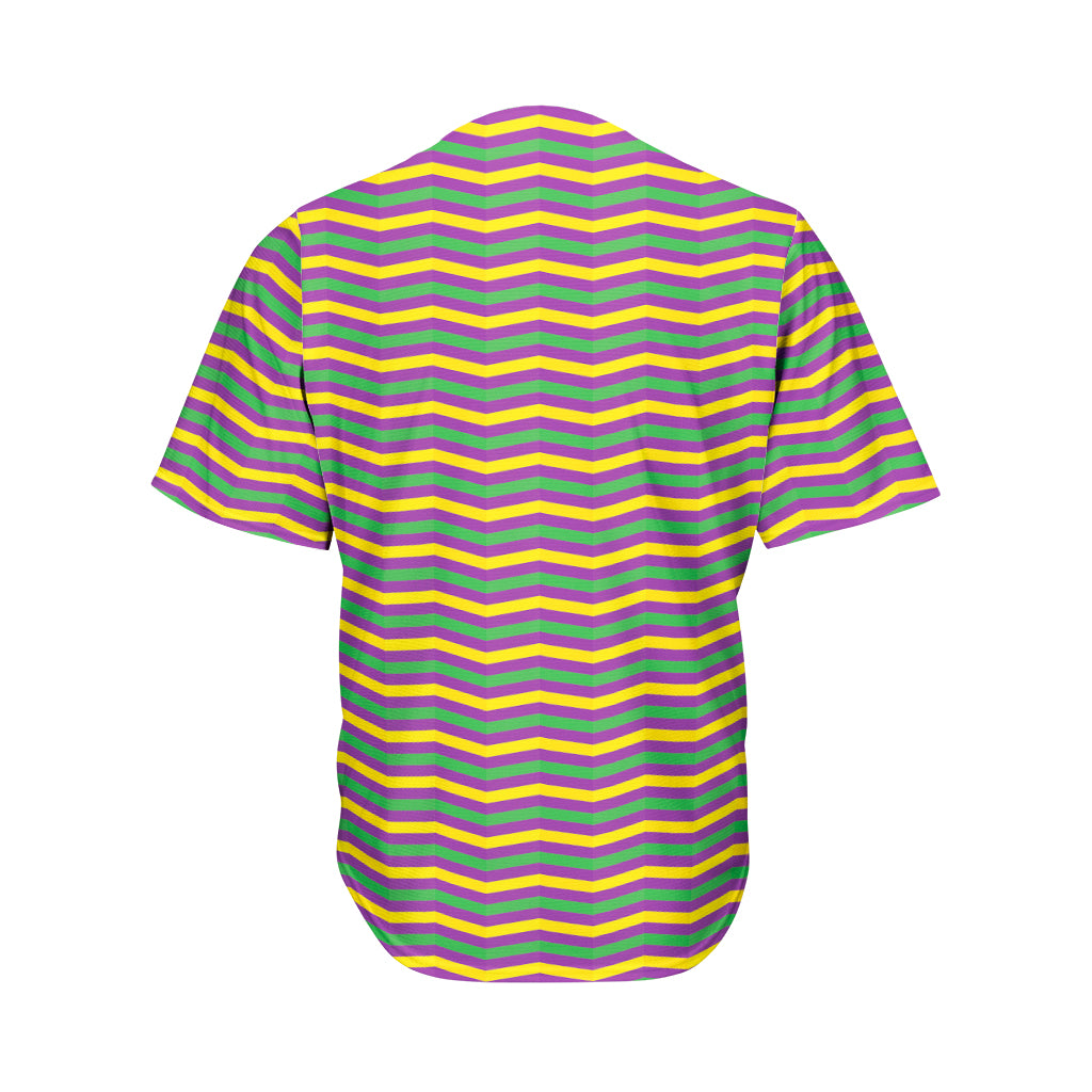 Mardi Gras Fat Tuesday Chevron Print Men's Baseball Jersey