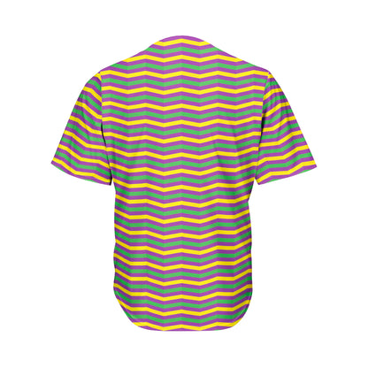 Mardi Gras Fat Tuesday Chevron Print Men's Baseball Jersey